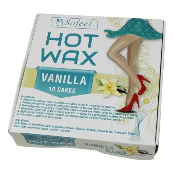Sofeel Hot Wax, Vanilla Scent, 10 Cakes of 50 grams, 500 Grams per Box