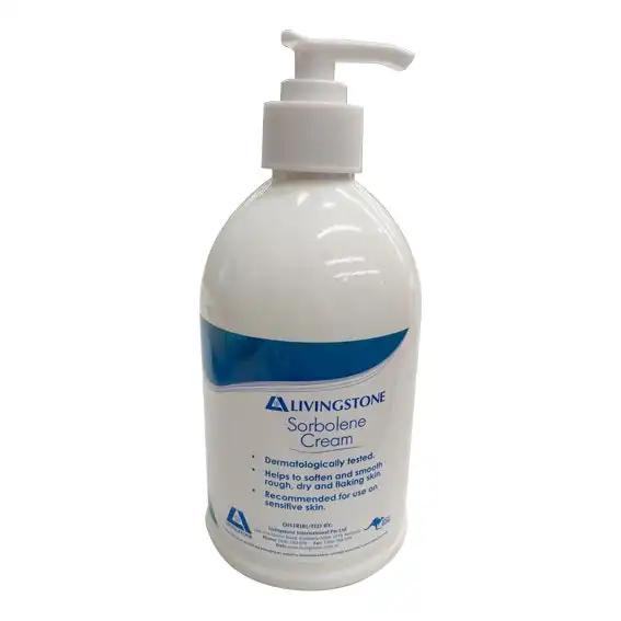 Livingstone Sorbolene Cream with Vitamin E and 10% Glycerine - Mild pH 5.5 - 6.0 500mL Pump Bottle