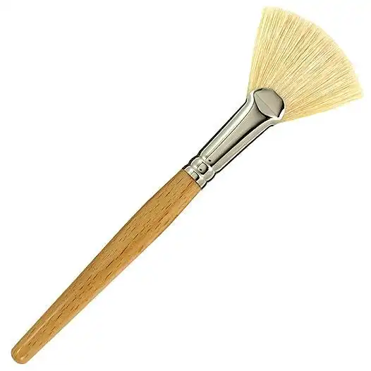 Sofeel Fan Shaped Facial Brush for Cream and Mask White 5.5cm Boar Bristles