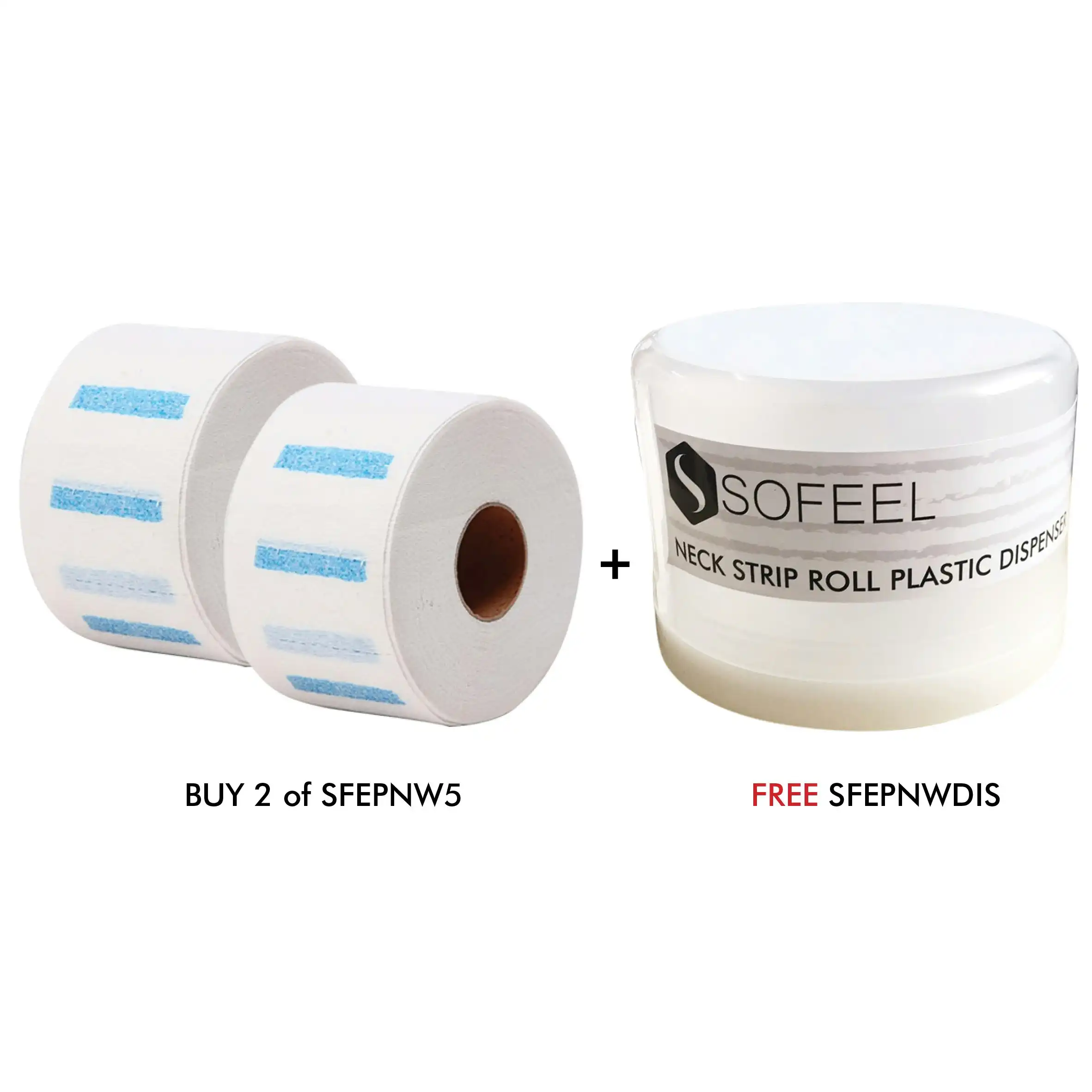Sofeel Elastic Neck Strip Kits Buy 2 Neck Strips (SFEPNW5) and Get 1 Neck Strip Dispenser (SFEPNWDIS) FREE