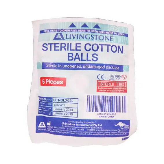 Livingstone Cotton Balls 0.6g Sterile 5 Pack x500