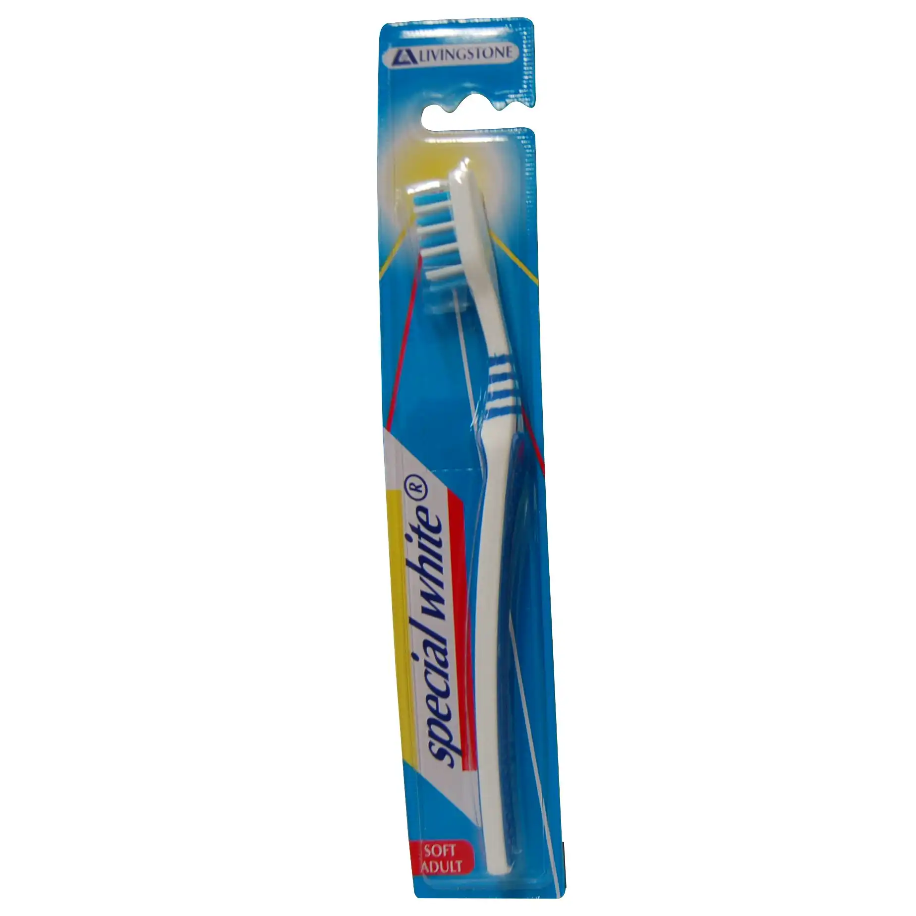 Livingstone Special White Toothbrush Adult Soft Bristles Blue 12 Pack