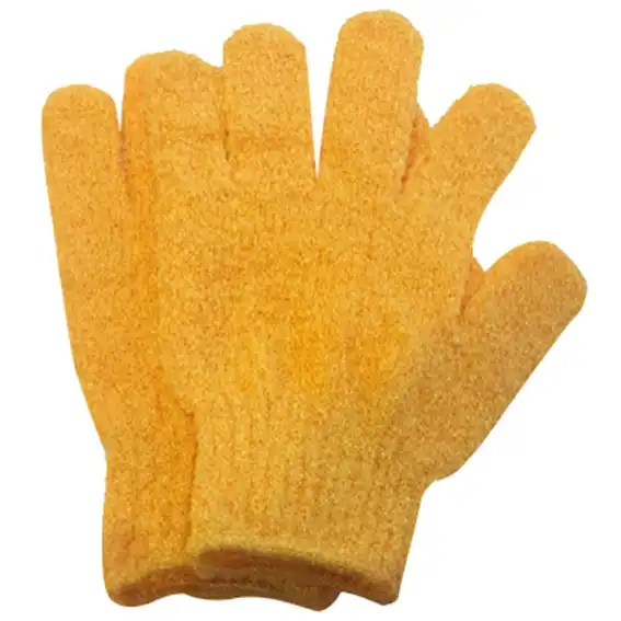 Sofeel Exfoliating Massage Gloves Nylon Yellow Fits All Sizes 2 Pack