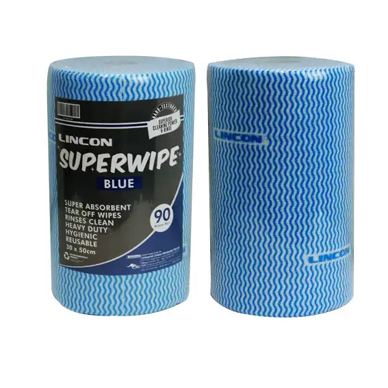 Lincon Superwipe Microfibre Cleaning Wipes Perforated per 50cm 45m Blue 90 Sheets Roll x4