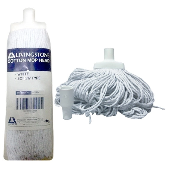 Livingstone Cotton Mop Head 450g, 22mm Screw Type White