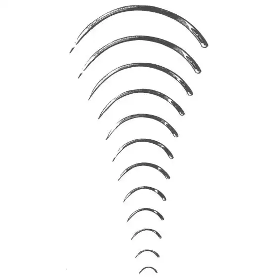 Livingstone Suture Needles, Round Body 3/8 Circle, Thickness: 1.0mm, Length: 24mm, 12 Needles/Pack