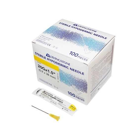 Livingstone Hypodermic Needle, 20 Gauge x 1.5 Inches, 38mm, Sterile, 100/Box x68