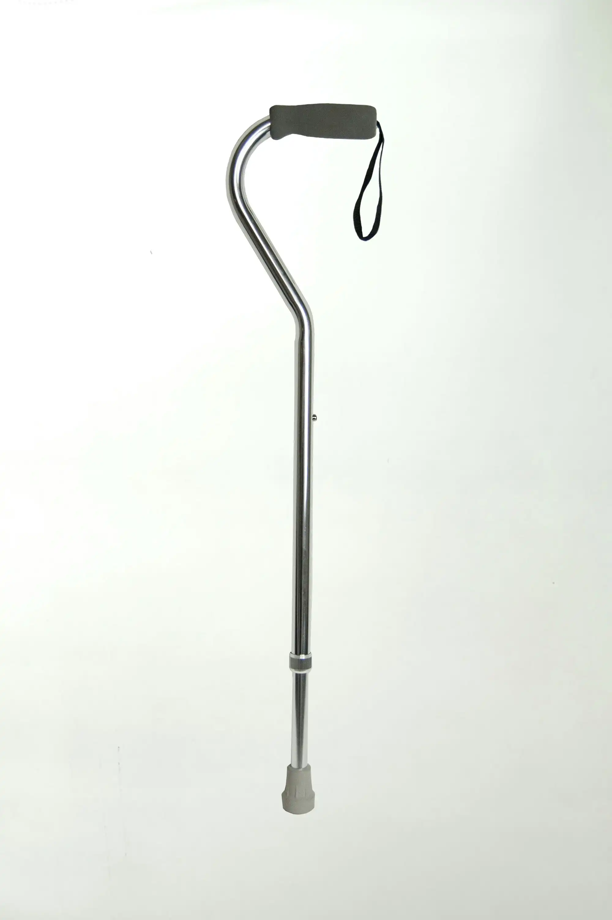 Livingstone Walking Stick Swan Neck Aluminium Silver Adjustable 78-100 cm Withstand up to 100 kg