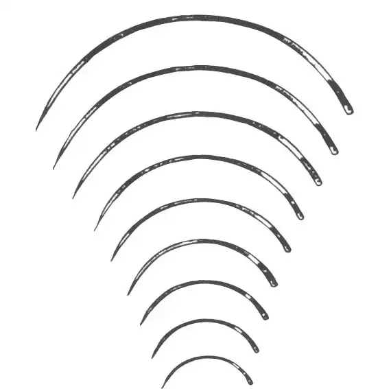 Livingstone Suture Needles, Round Body 3/8 Circle, Thickness: 0.4mm, Length: 17mm, 12 Needles/Pack