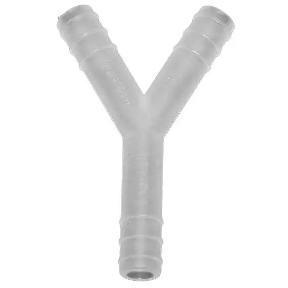 Y Connector with Serration, Fits 10mm Diameter Tubes, Autoclavable, Recyclable Polypropylene, Each