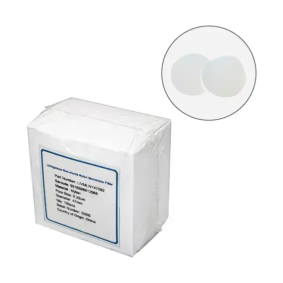 Livingstone Syringe Filter, Non-sterile, Nylon Membrane, 0.22um Pore Size 47mm Diameter, 100 Pieces/Box x5