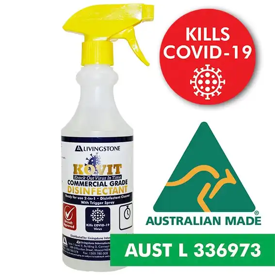 KOVIT Commercial Grade 2 in 1 Sanitiser Cleanser, Kills SARS & COVID-19 Virus & Germs, 500ml with Spray, Alcohol Free TGA White Aust Made