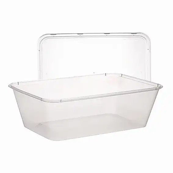 Livingstone Take-Away Rectangular Container Base and Lid Set 750ml Clear Plastic 500 Set Carton