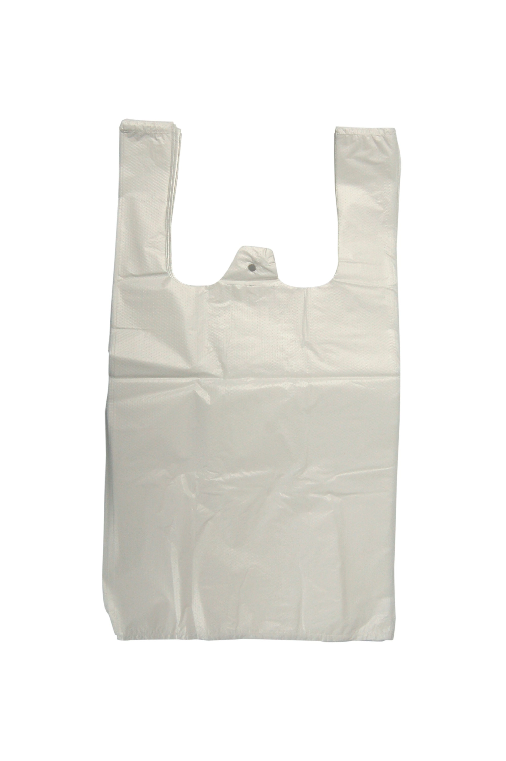 Singlet Shopping Bags, 400 x 220 x 130mm, 19 Microns, Embossed Small, White, 194/Pack, 1940/Carton