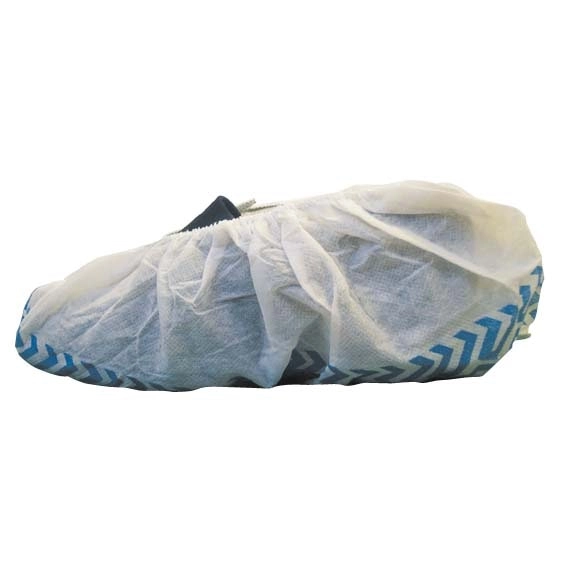 Livingstone Shoe Cover Overshoes Nonwoven White with Non-Skid Blue Friction Strips 1000 Carton