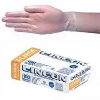 Lincon Vinyl Low Powder Gloves 6.0g Extra Large Clear HACCP Grade 100 Box x10