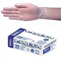 Lincon Vinyl Low Powder Gloves 4.5g Small Clear HACCP Grade 100 Box x10