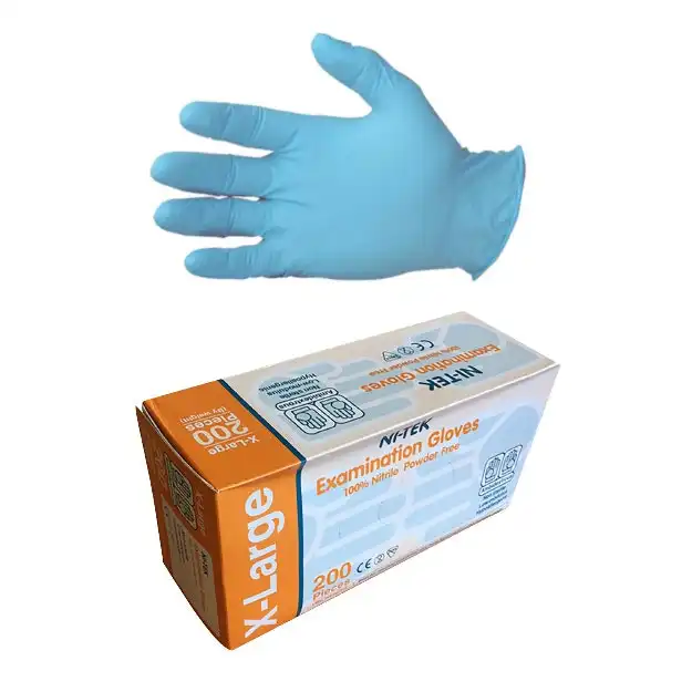Ni-Tek Nitrile Gloves AS NZ Standard Powder Free EN374 Extra Large Blue Colour 200 Box