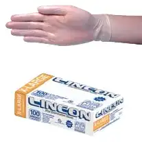 Lincon Powder Free Vinyl Gloves 7.0g Extra Large Clear 100 Box x10