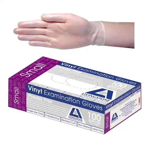 Livingstone Vinyl Powder Free Gloves 5.5g Small Clear 100 Box