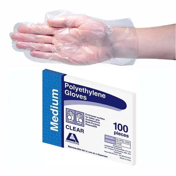 Livingstone Polyethylene Gloves Medium Ambidextrous Clear 100 Pack x25