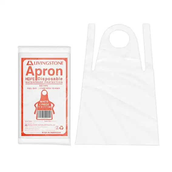 Livingstone Aprons Bib Type 23um 71 x 117cm High Density Polyethylene (HDPE) White 600 Box