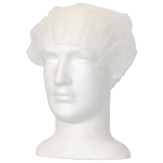 Lincon Disposable Bouffant Hairnet Cap, White, Nonwoven, Latex Free, Double Elastic, 21 inches, HACCP Certified, 100/Bag