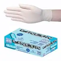 Lincon Latex Low Powder Gloves Medium Cream AS/NZ HACCP Grade 100 Box x10