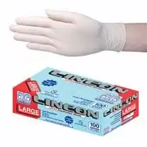 Lincon Latex Low Powder Gloves Large Cream AS/NZ HACCP Grade 100 Box x10