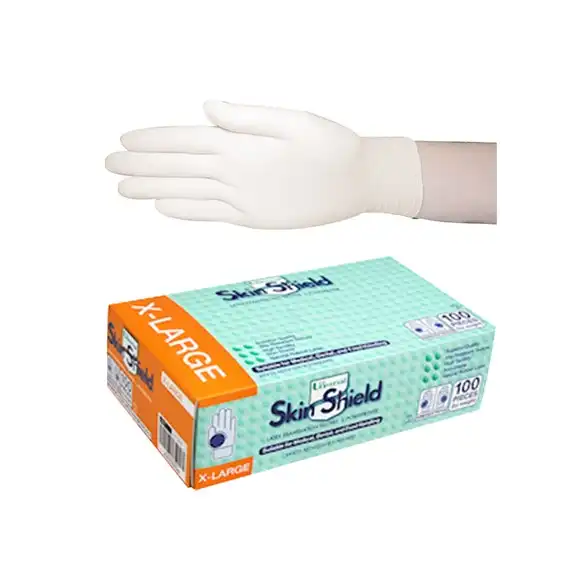 Universal Skin Shield Latex Powder Free Extra Large Cream Examination Gloves ASTM HACCP Grade 100 Box x10