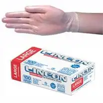 Lincon Vinyl Powder Free Gloves 5.5g Large Clear HACCP Grade 100 Box x10