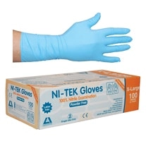 Ni-Tek Nitrile Powder Free Gloves Extra Large Blue Long Cuff 300mm AS/NZ HACCP Grade 100 Box x10