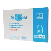 Skin Shield Latex Surgical Powder Free Gloves Sterile size 6.5 50 Pair Box