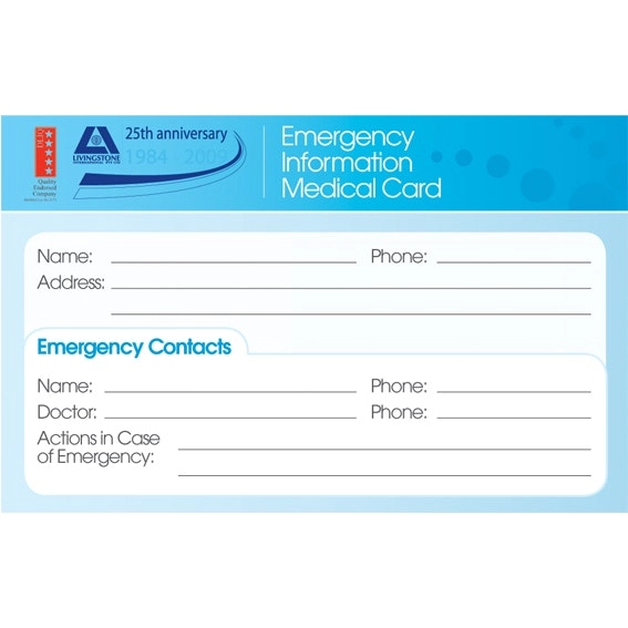 Livingstone Emergency Infomedical Card