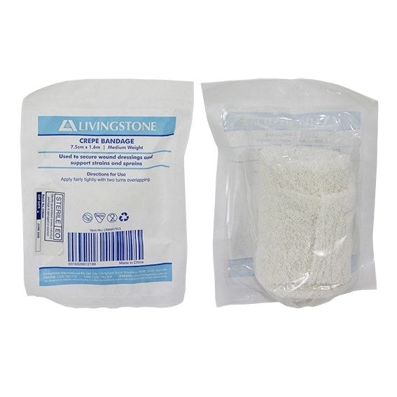 Livingstone Medium Weight Crepe Bandage 7.5cm x 1.6m Sterile