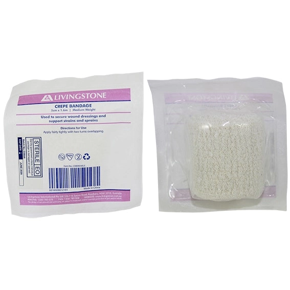 Livingstone Medium Weight Crepe Bandage 5cm x 1.6m Sterile