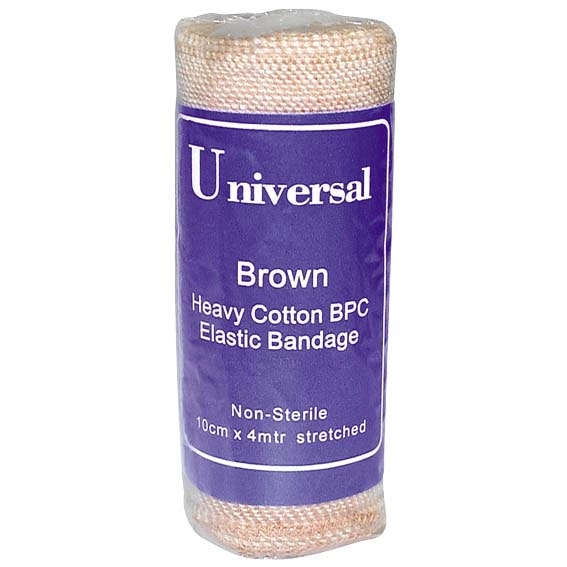 Universal Crepe Bandage 10cm x 2.3m Unstretched 4.5m Stretched Brown