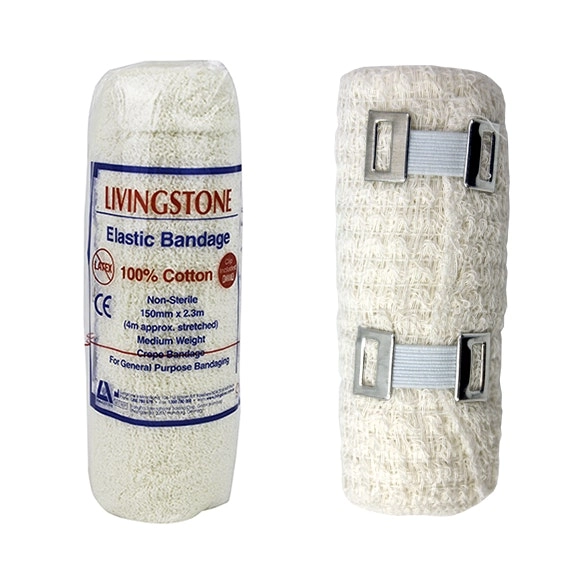 Livingstone Crepe Bandage Medium Weight 15cm x 4m Wrinkled 12 pack