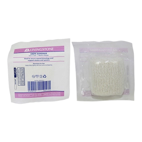 Livingstone Medium Weight Crepe Bandage 5cm x 1.6m Sterile 50 Carton