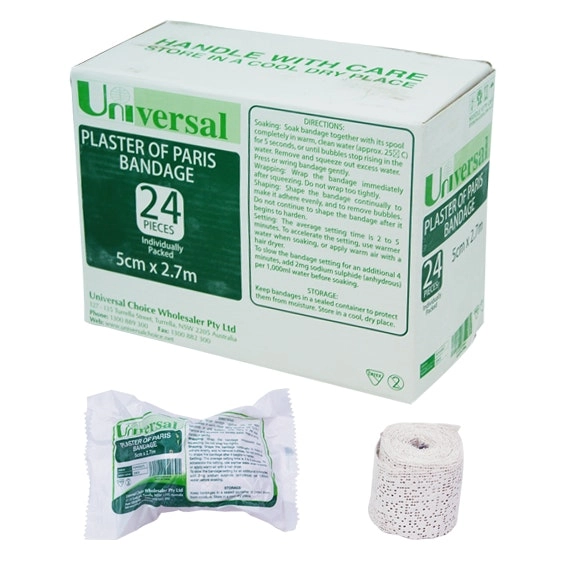 Universal Plaster of Paris Cast Bandages 5cm x 2.7m 24 Box