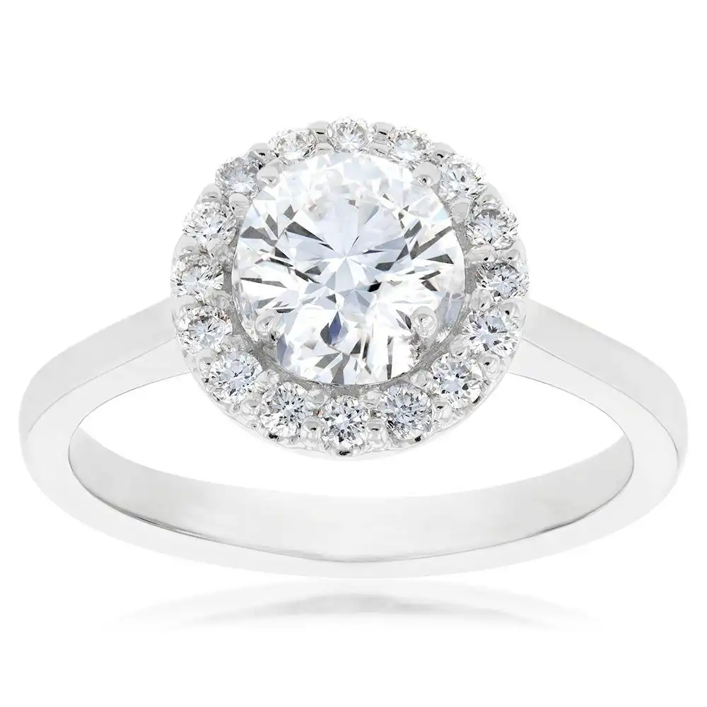 Luminesce Lab Grown 18ct White Gold 1.3 Carat Diamond Halo Ring