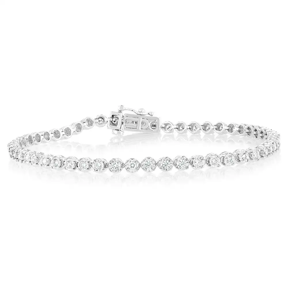 Luminesce Lab Grown 0.95 Carat Diamond Tennis Bracelet in Sterling Silver