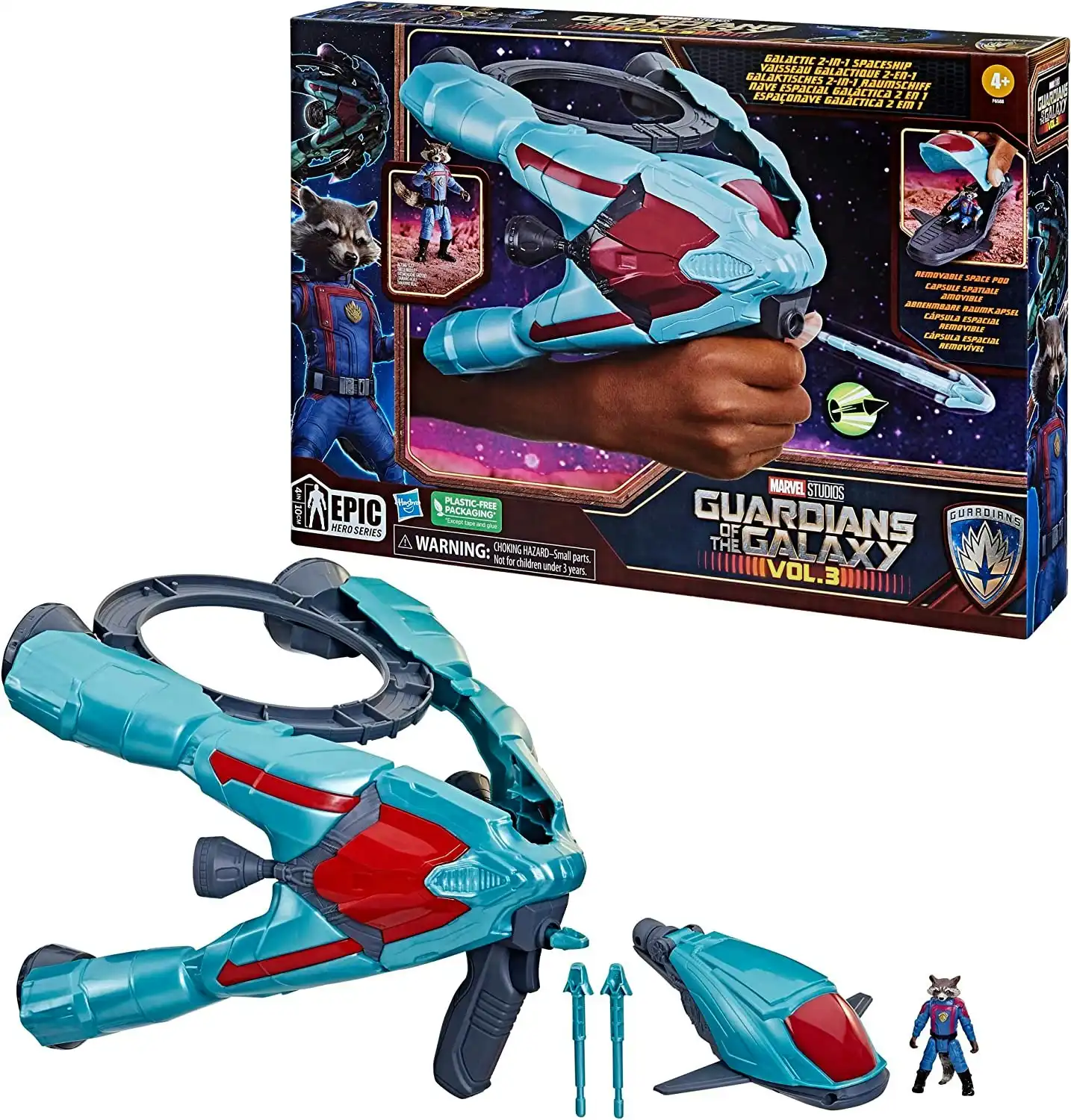 Marvel Guardians of the Galaxy Vol. 3 Galactic Spaceship with Rocket Action Figure