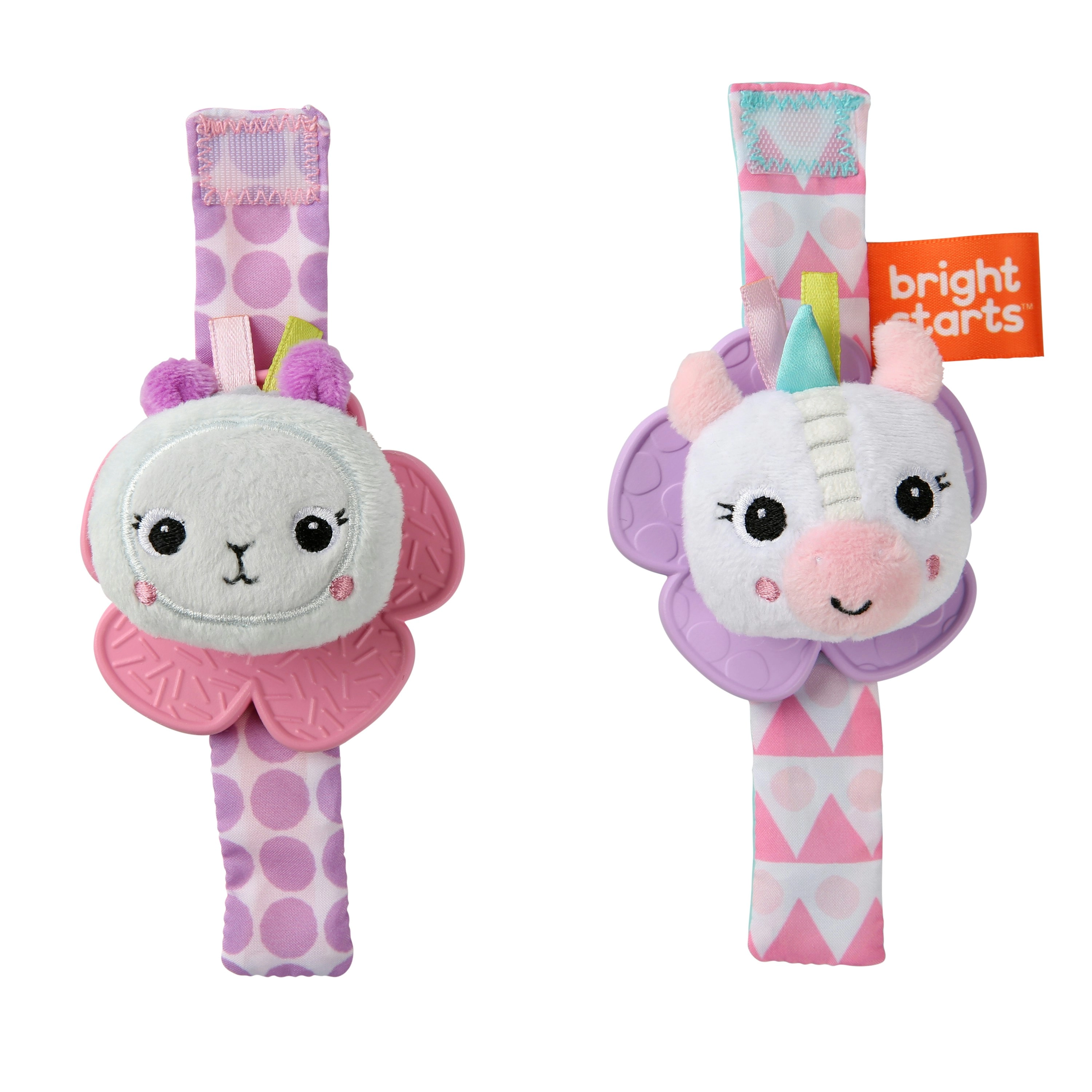 Bright Starts Rattle & Teethe Wrist Pals Toy Unicorn & Llama