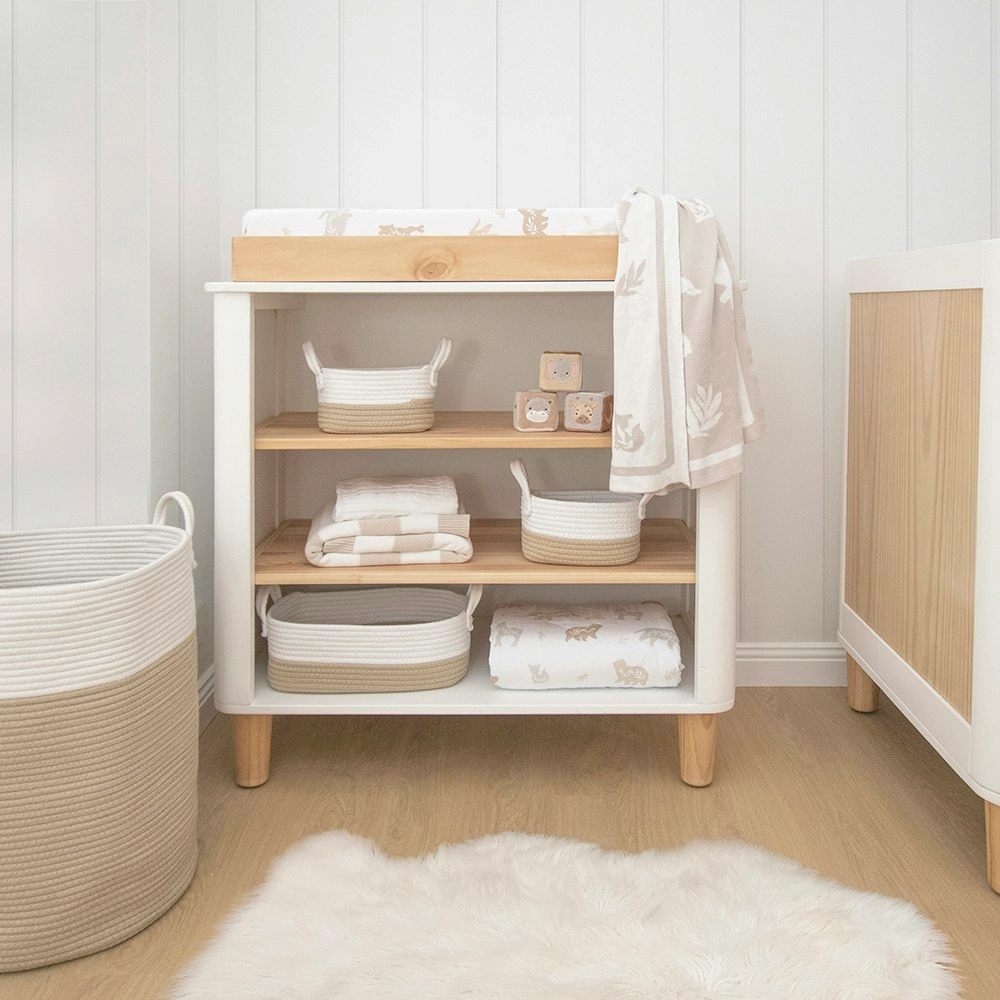 3 Pieces Nursery Storage Set White/Natural