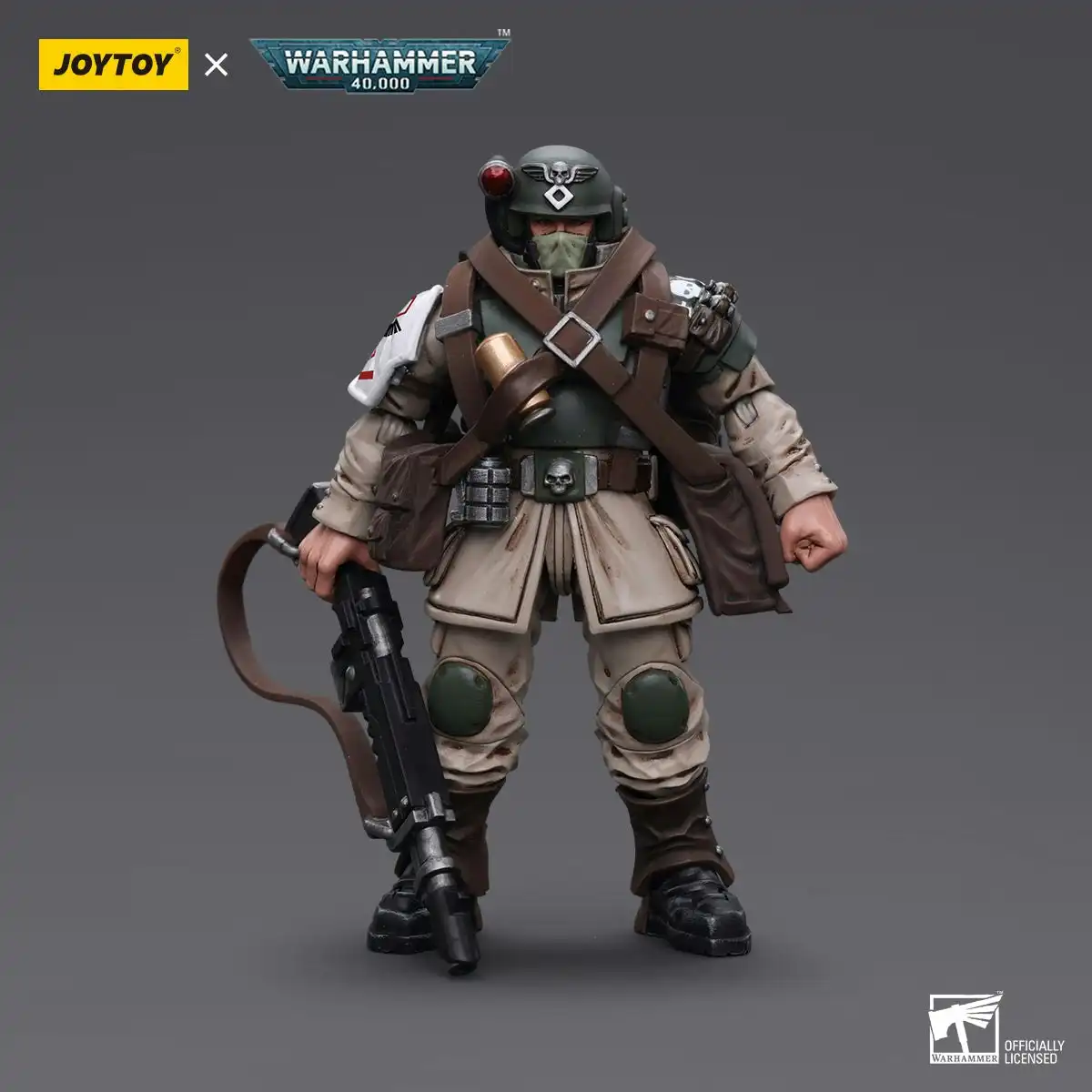 Warhammer Collectibles: 1/18 Scale Astra Militarum Cadian Command Squad Veteran with Medi-pack