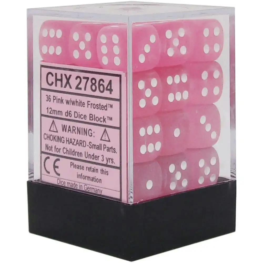 CHX 27864 Frosted 12mm d6 Pink/White Block (36)