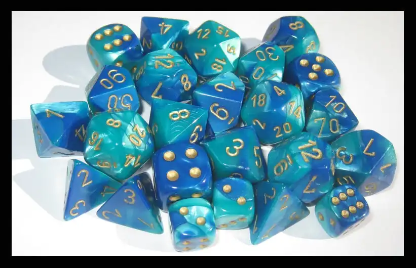 CHX 26859 Gemini 12mm d6 Blue Teal/Gold Block (36)