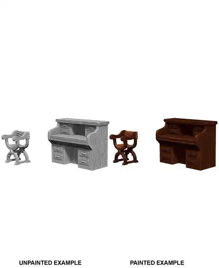 Wizkids Deep Cuts Unpainted Miniatures Desk & Chair