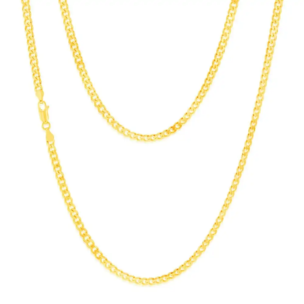 9ct Yellow Gold Flat Bevelled Curb 55cm Chain 120gauge